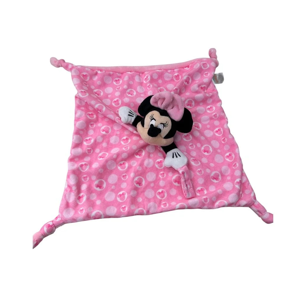 Disney Baby Minnie Mouse Lovey Security Blanket Pink‎ Polka Dot Plush Kids Toy